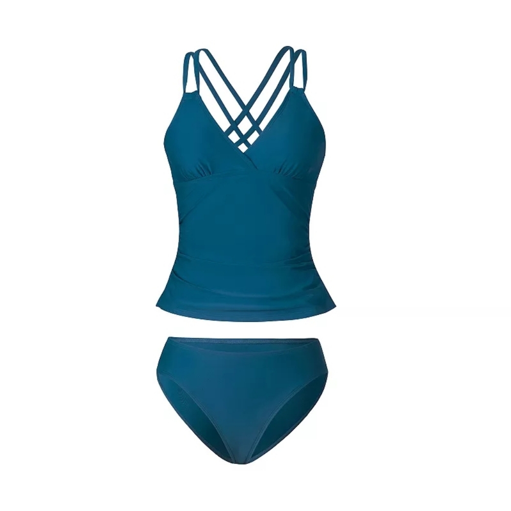 NWT Cupshe Blue Tankini Swimsuit Women's Large
